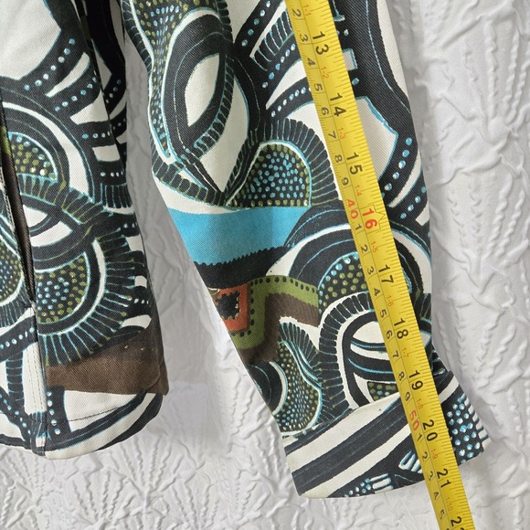 Additions by Chico's Geometric Grovy Canvas Button Up Relaxed Fit Jacket Sz 1 /M - Picture 9 of 13